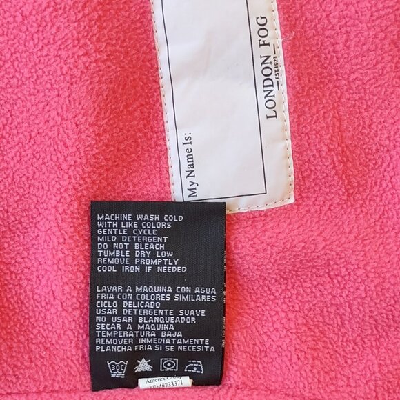 Girls 4T London Fog Hooded Jacket Coat Fleece Lined Pockets Purple & Pink Hearts - Picture 10 of 10